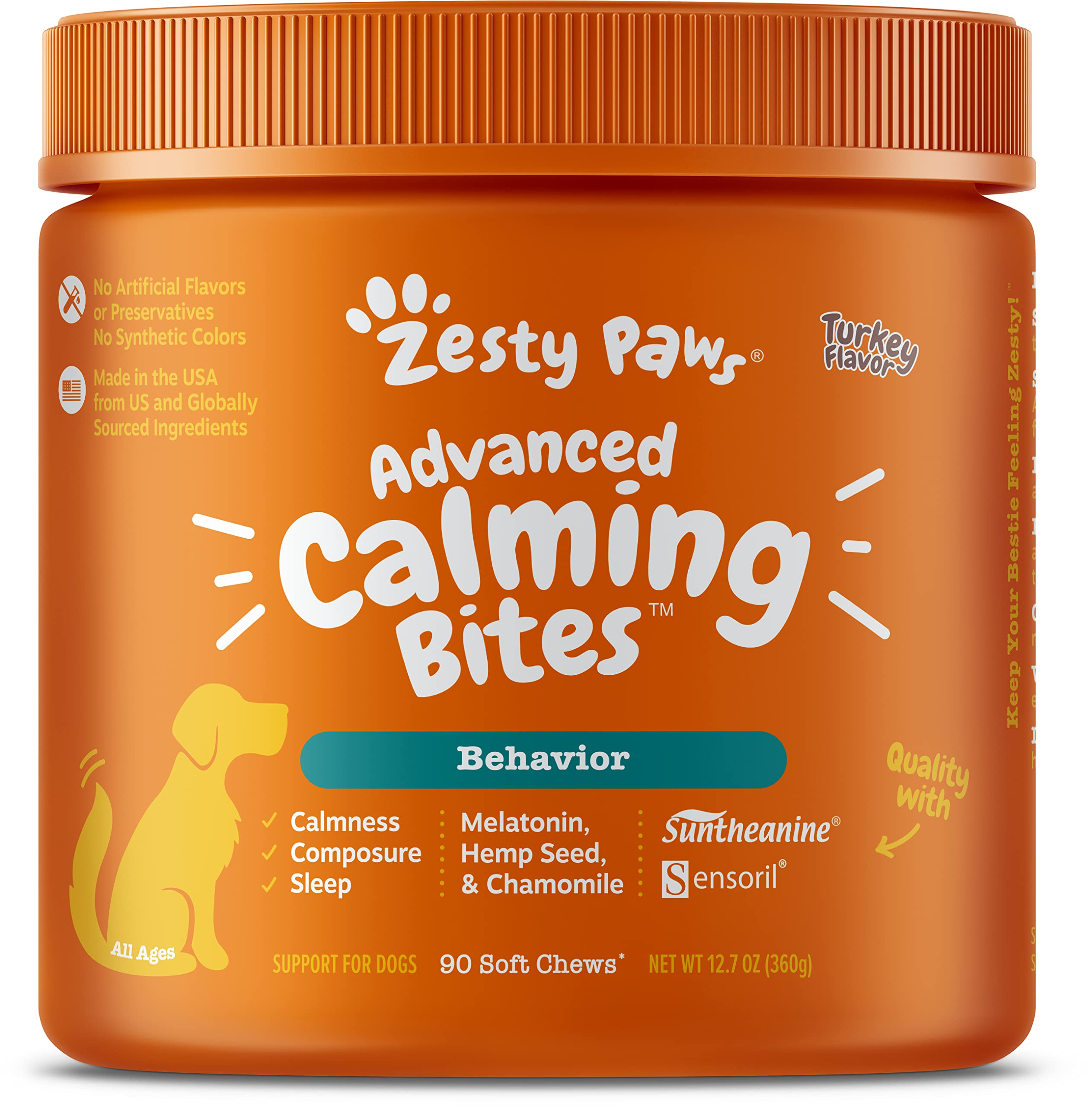 Zesty Paws Calming Soft Chews for Dogs - Melatonin, Ashwagandha + Multifunctional Supplements for Dogs - Glucosamine Chondroitin for Joint Support