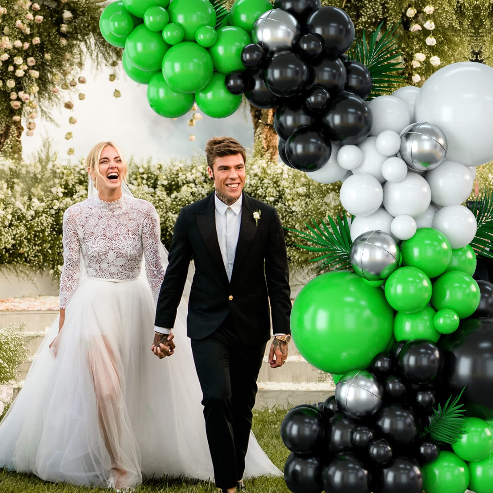 Green and Black Balloon Garland Kit, Green Black Balloon Arch Kit with Black Green and White Balloons, Green Black Balloon Arch Kit for Boys Birthday Baby Shower Football Soccer Theme Party Supplies