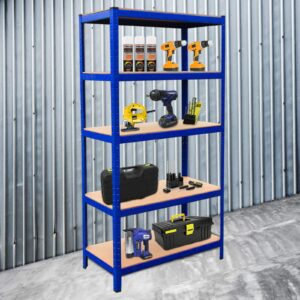 Storage Shelf 150cm x 70cm x 30cm Garage Shelving Units, Heavy Duty Boltless Freestand Racking Shelves for Workshop, Shed, Office Home Garage Storage, Blue 5 Tier (175KG Per Shelf), 875KG Capacity