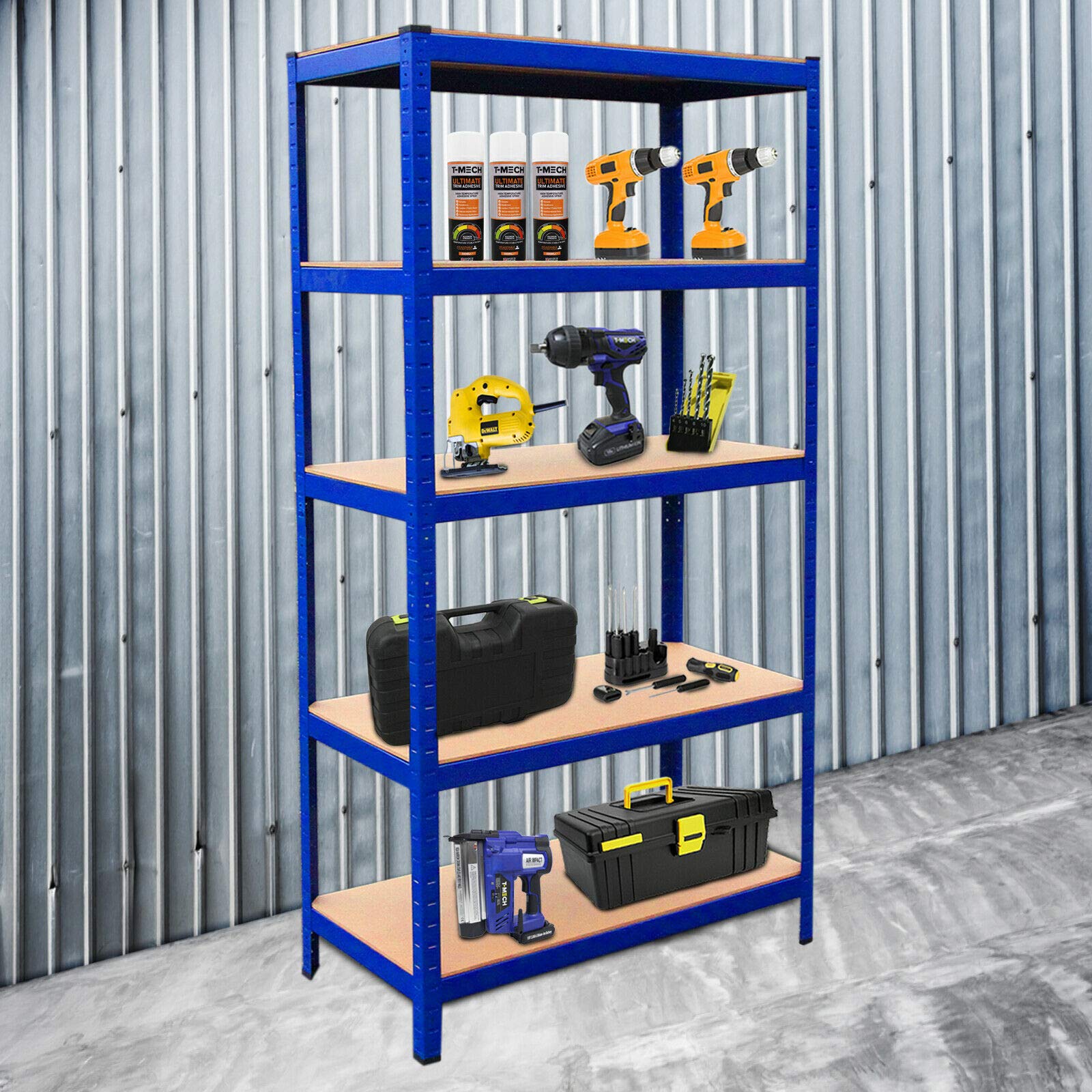 Storage Shelf 150cm x 70cm x 30cm Garage Shelving Units, Heavy Duty Boltless Freestand Racking Shelves for Workshop, Shed, Office Home Garage Storage, Blue 5 Tier (175KG Per Shelf), 875KG Capacity