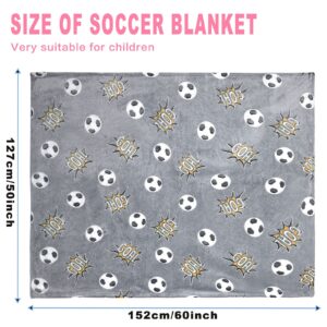 Glow in The Dark Blanket Soccer for Kids Boys Girls Fun Soft Plush Flannel Furry Fluffy Nap Sleep Blanket, Christmas Thanksgiving Birthday Magical Decor Luminous Throw 50"x60"