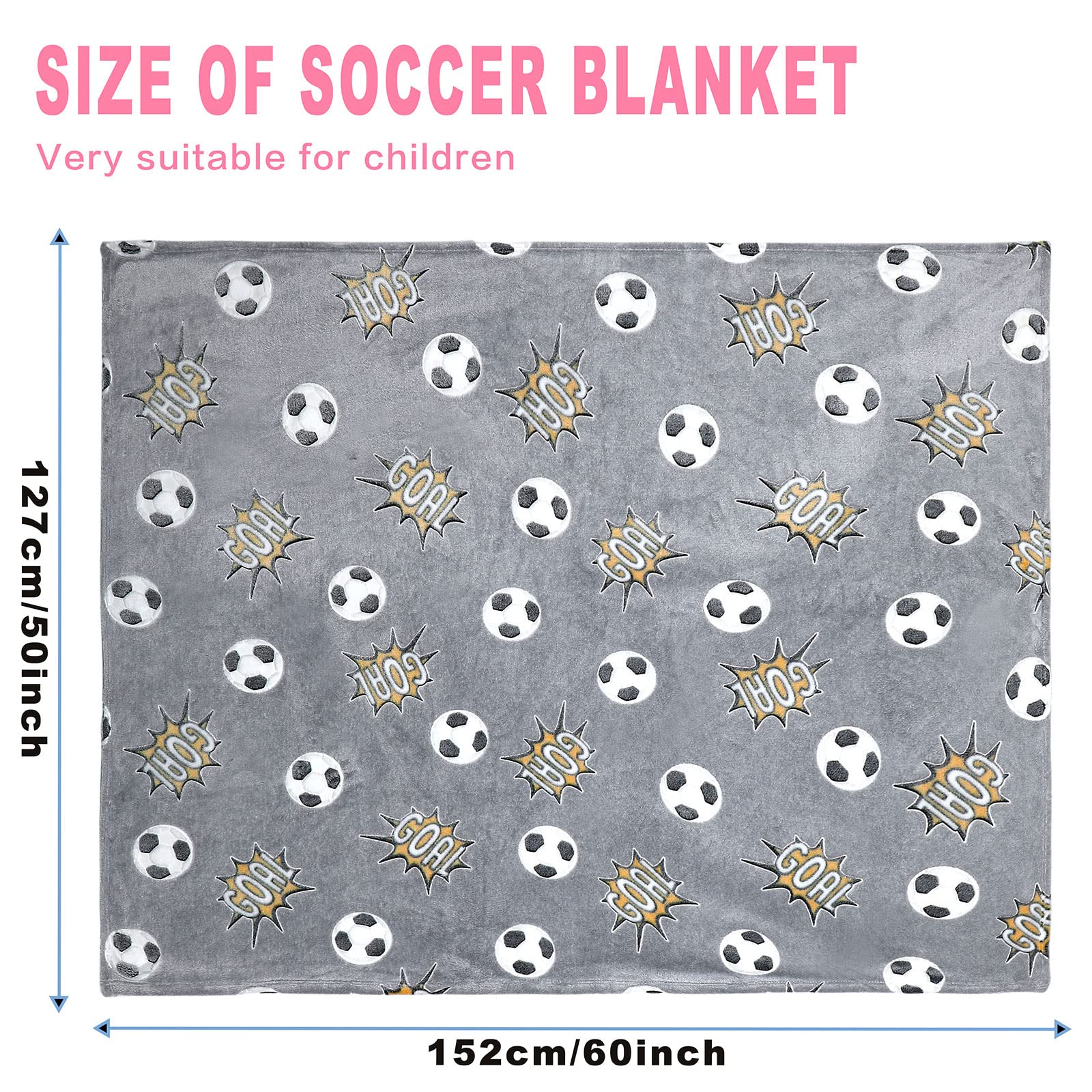 Glow in The Dark Blanket Soccer for Kids Boys Girls Fun Soft Plush Flannel Furry Fluffy Nap Sleep Blanket, Christmas Thanksgiving Birthday Magical Decor Luminous Throw 50"x60"