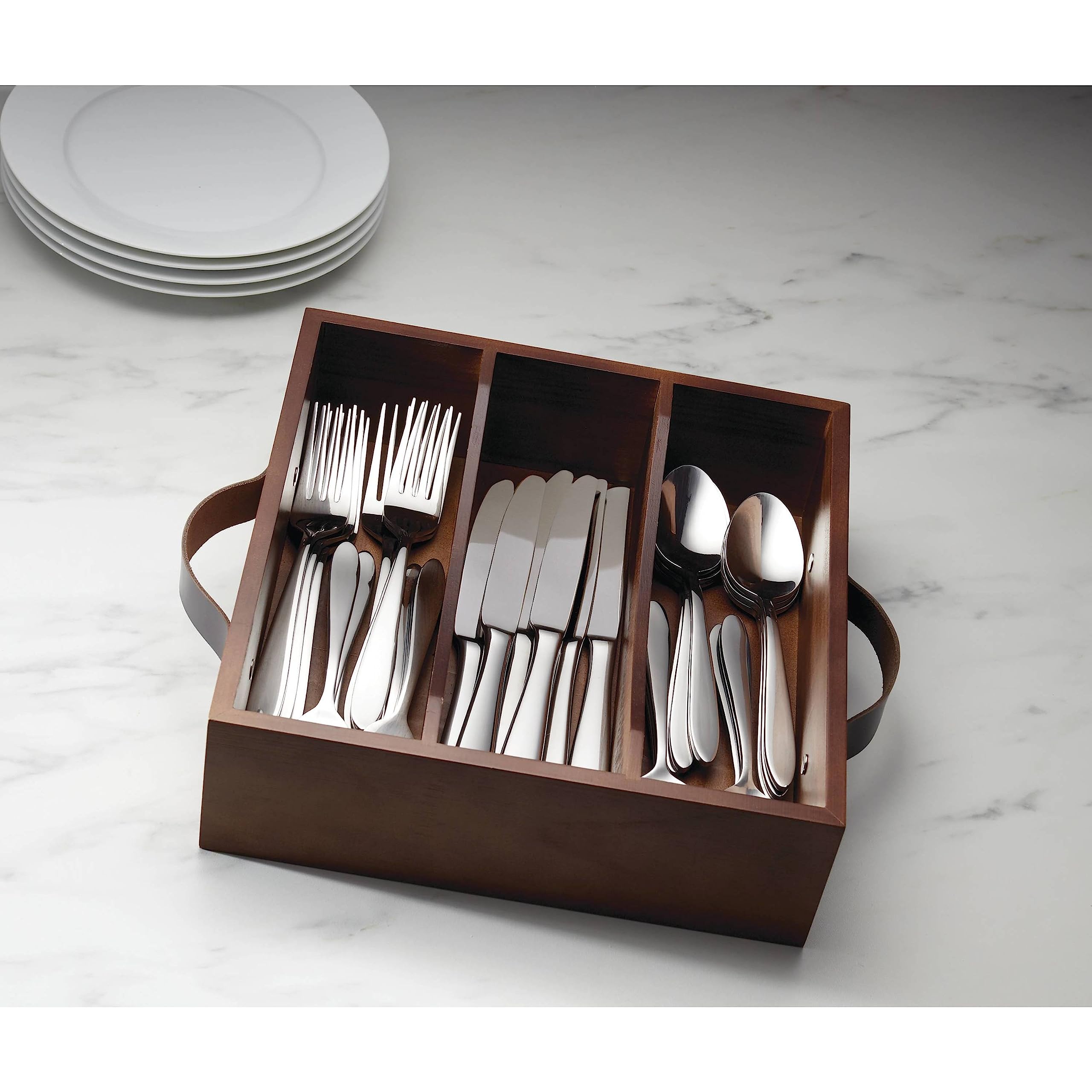 Oneida Mooncrest 30Pc Flatware Set + Caddy, Metallic, 30 Count