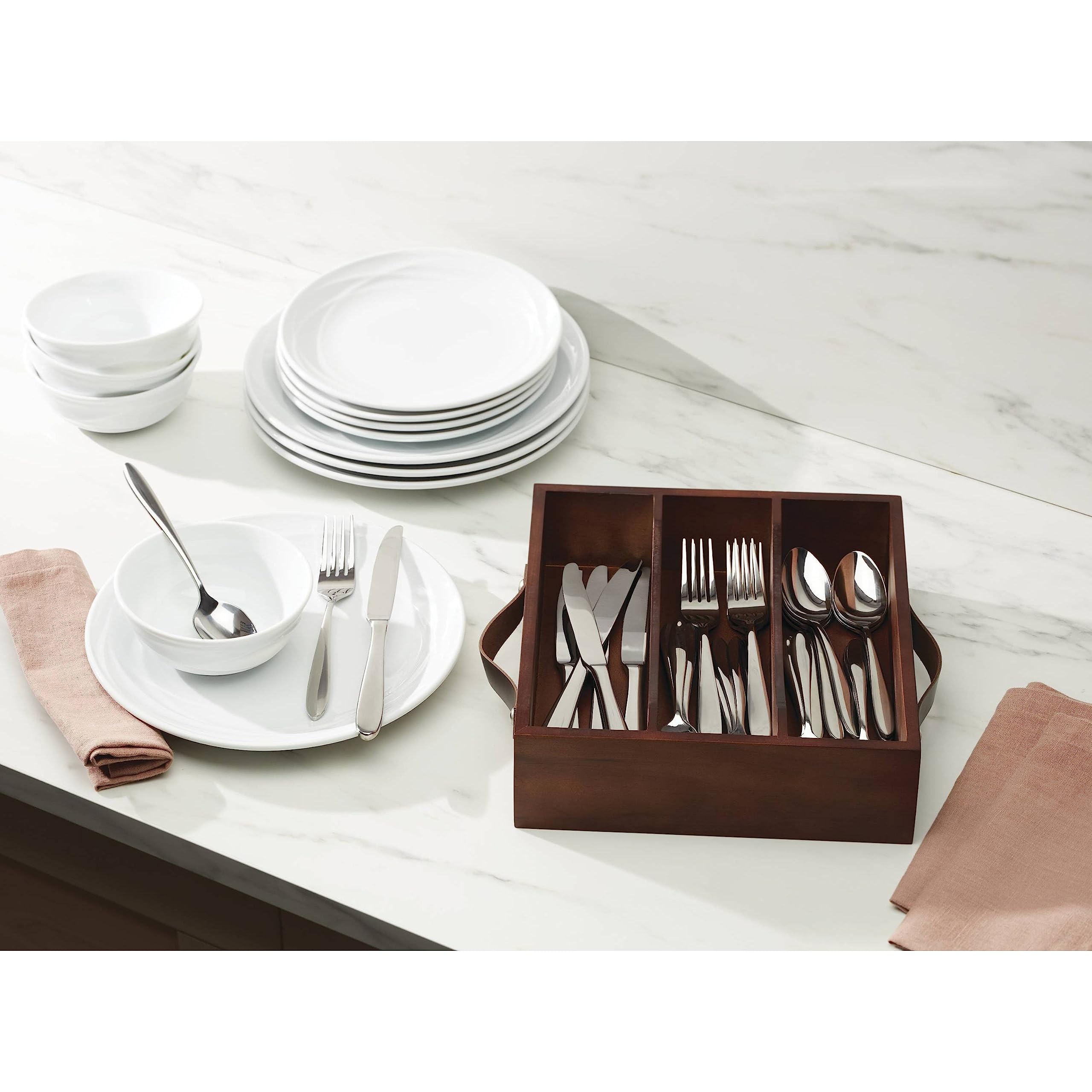 Oneida Mooncrest 30Pc Flatware Set + Caddy, Metallic, 30 Count