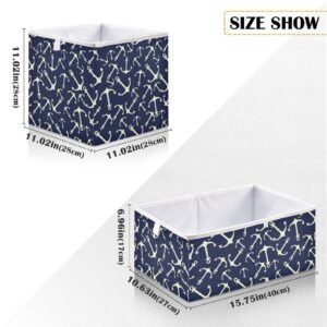 DOMIKING Marine Nautical Storage Bins for Closet Shelves Bedroom Foldable Fabric Storage Boxes with Sturdy Handle Organization Baskets Cubes 11 Inch