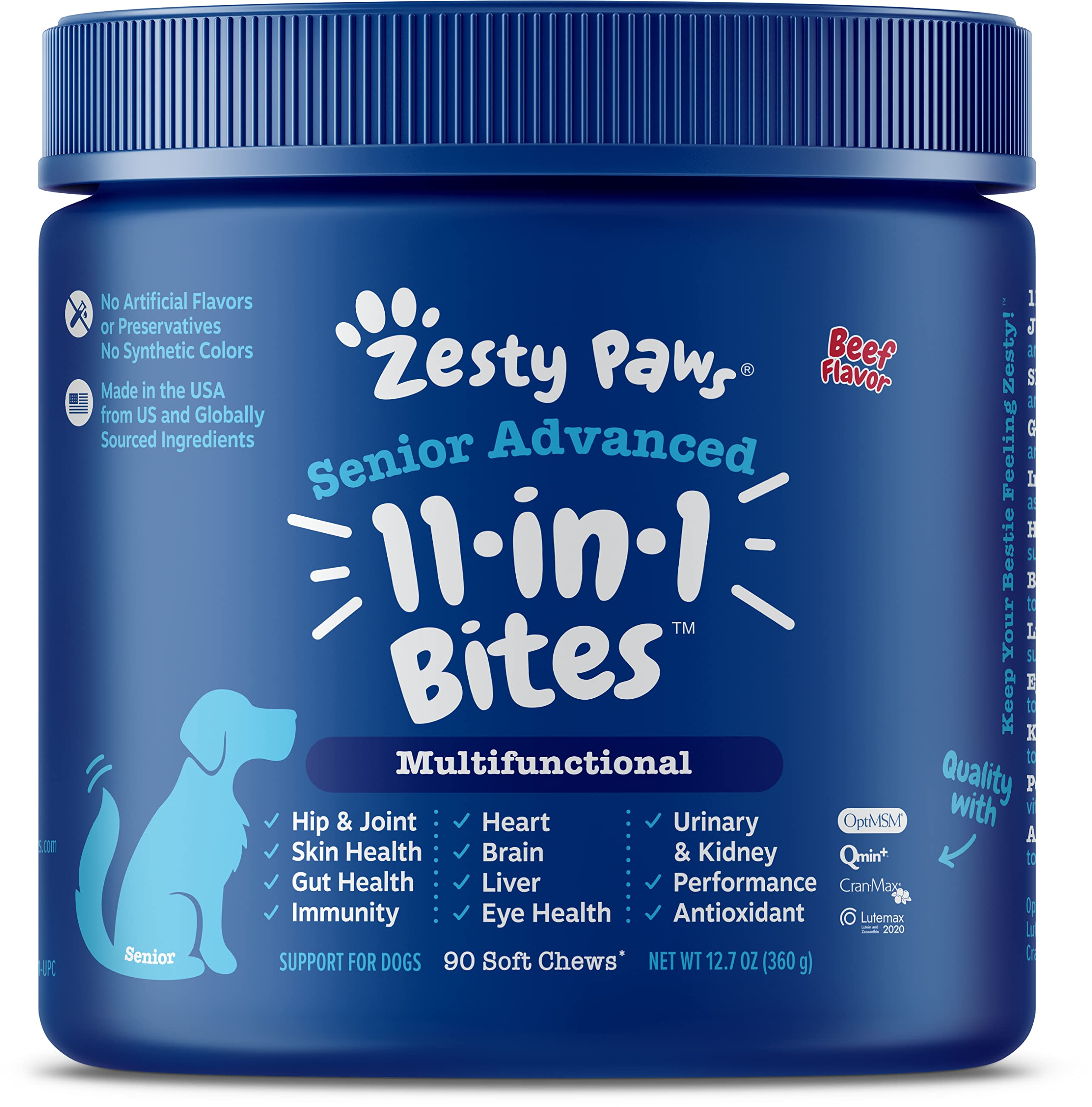 Zesty Paws Calming Soft Chews for Dogs - Melatonin, Ashwagandha + Multifunctional Supplements for Dogs - Glucosamine Chondroitin for Joint Support