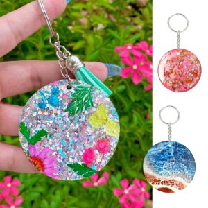 Juome Christmas Ornaments Resin Molds Silicone, 4 Pcs Round Shape Pendant Christmas Molds for Epoxy Resin, DIY Crafts Keychain Making Christmas Tree Decorations