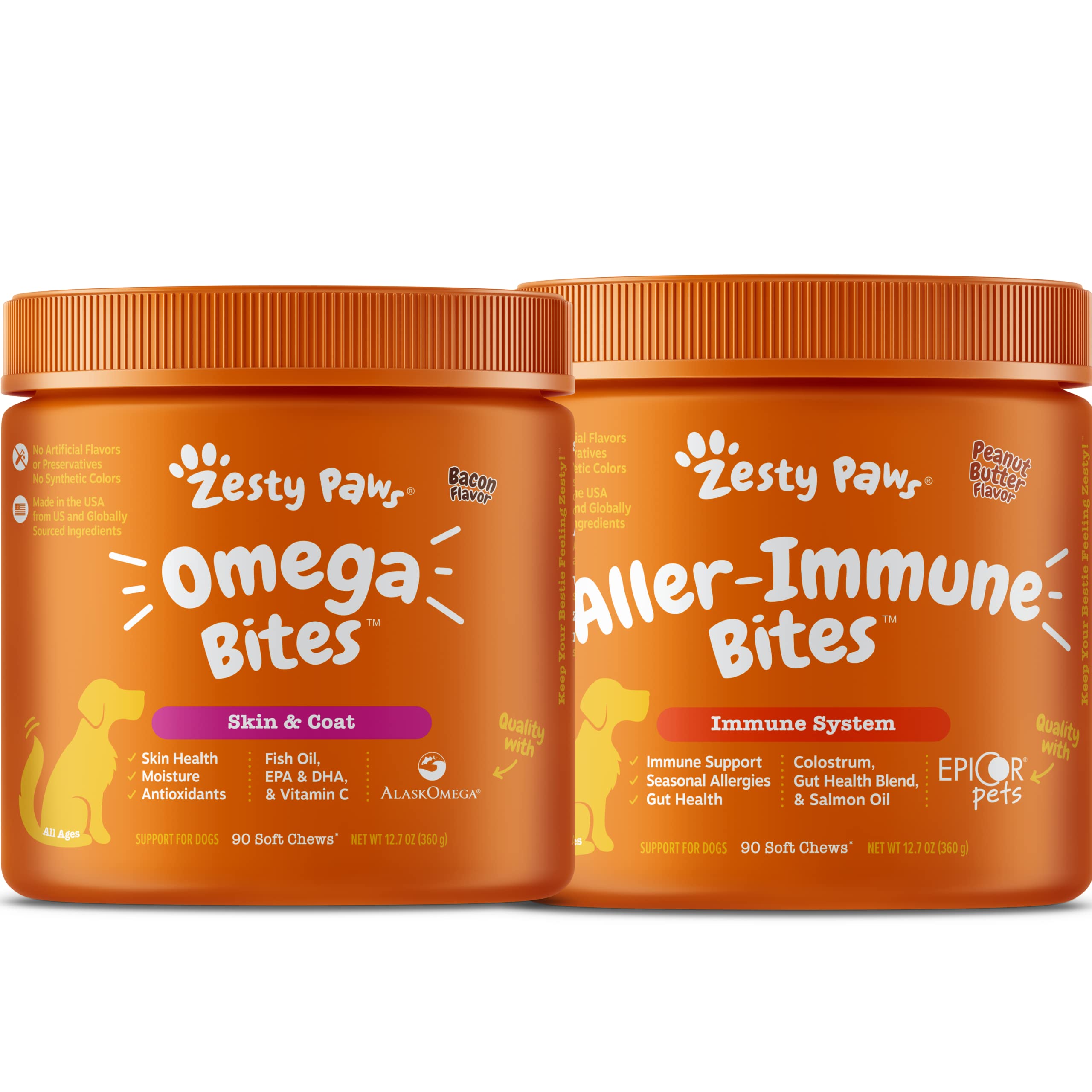 Omega 3 Alaskan Fish Oil Chew Treats for Dogs - with AlaskOmega for EPA & DHA + Allergy Immune Supplement for Dogs - with Omega 3 Wild Alaskan Salmon Fish Oil