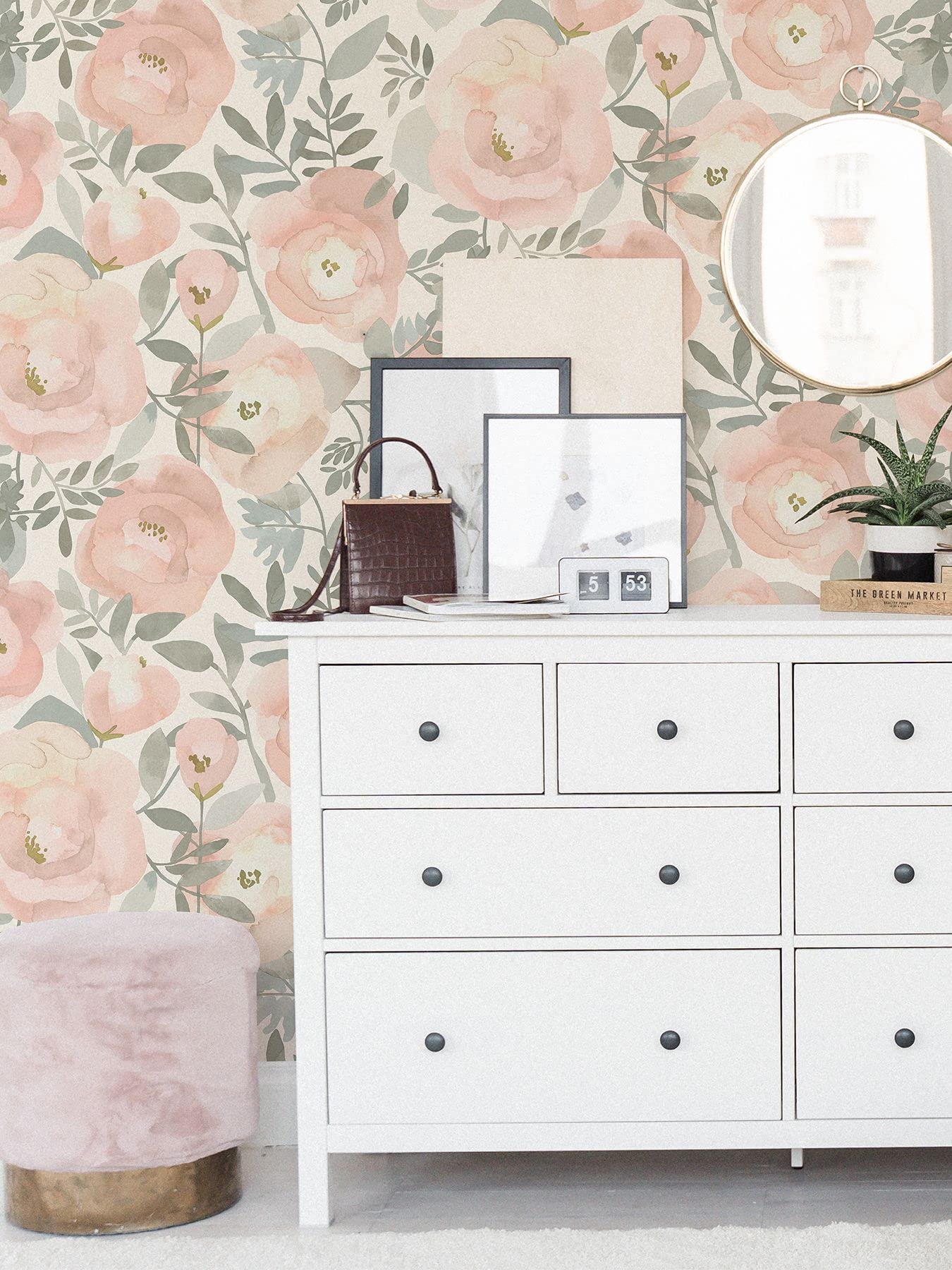 NuWallpaper Rose Peachy Keen Peel & Stick Wallpaper