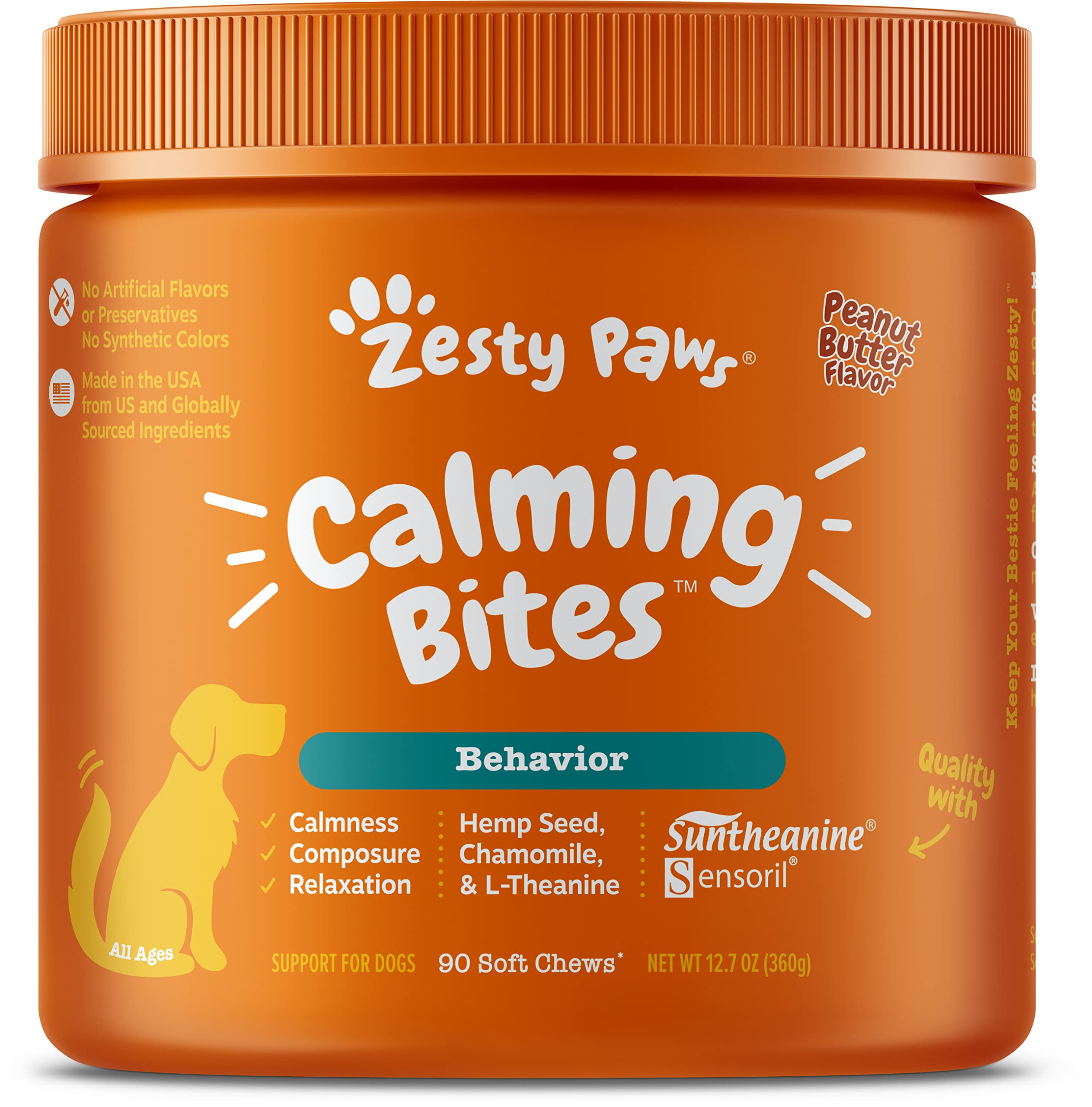 Zesty Paws Calming Soft Chews for Dogs - Composure & Relaxation for Everyday Stress + Omega 3 Alaskan Fish Oil Chew Treats for Dogs - with AlaskOmega