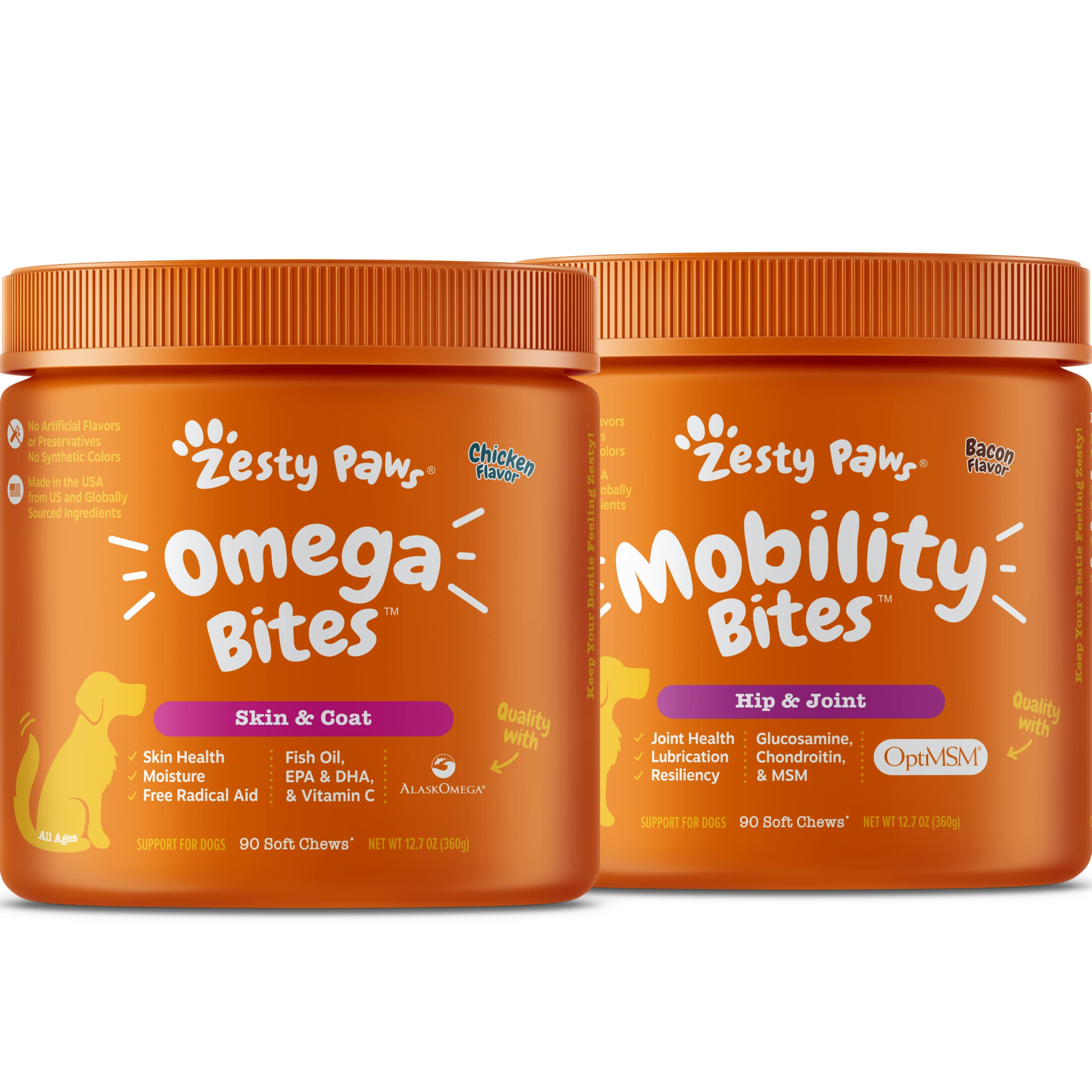 Omega 3 Alaskan Fish Oil Chew Treats for Dogs - with AlaskOmega for EPA & DHA + Glucosamine for Dogs - Hip & Joint Health Soft Chews with Chondroitin & MSM