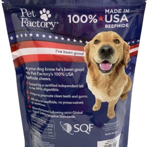 Pet Factory 100% Made in USA Beefhide 3-3.5" Mini Rolls Dog Chew Treats - Peanut Butter Flavor, 35 Count/1 Pack