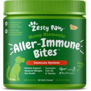 Allergy Immune Soft Chews + Hemp Seed for Dogs - with Curcumin + Glucosamine for Dogs with Hemp - Hip & Joint Dog Supplement with Chondroitin