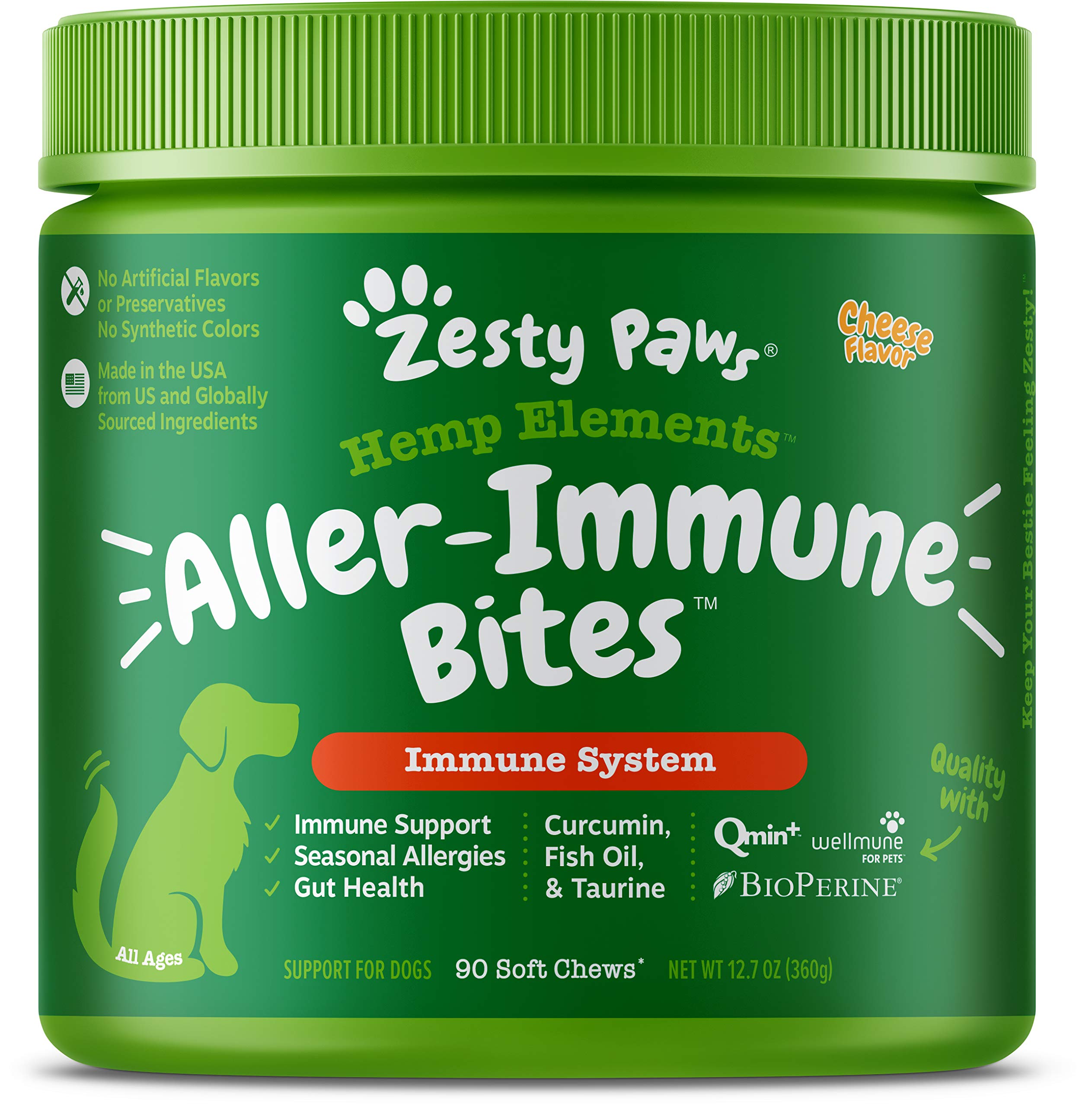 Allergy Immune Soft Chews + Hemp Seed for Dogs - with Curcumin + Glucosamine for Dogs with Hemp - Hip & Joint Dog Supplement with Chondroitin