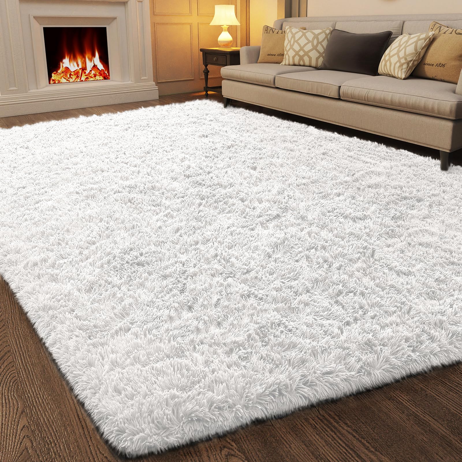 Ophanie Rugs for Living Room 6x9 White, Large Fluffy Floor Shaggy Carpets for Bedroom, Fuzzy Plush Soft Carpet for Kids Boys Girls Dorm Nursery Home Decor Aesthetic