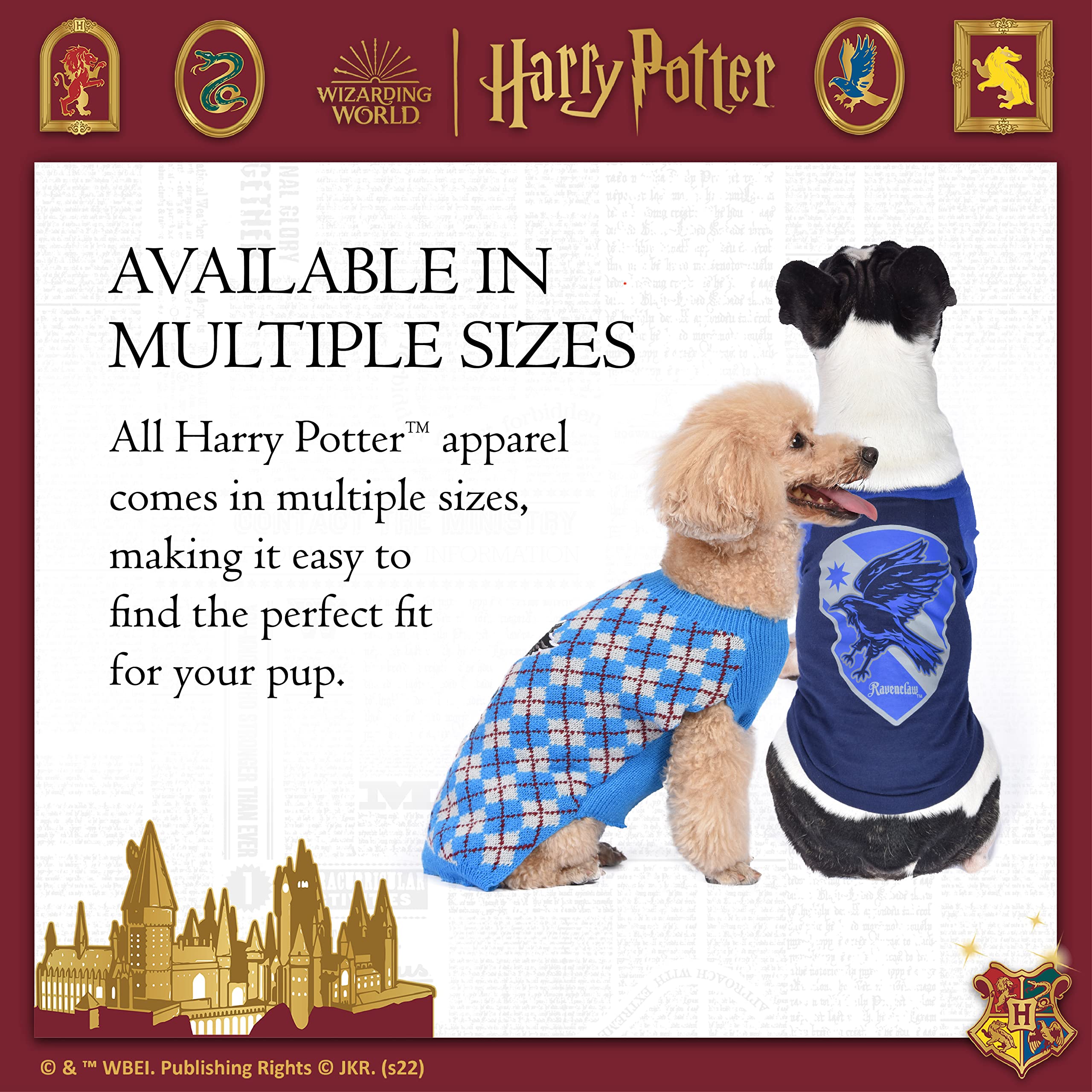 Harry Potter: Ravenclaw Pet Sweater - Medium | Medium Harry Potter Costumes for Dogs| Harry Potter Dog Apparel & Accessories for Hogwarts Houses, Ravenclaw Blue