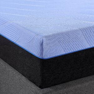 Bridgevine Home Refresh 6-Layer Hybrid Memory Foam and Coil Mattress, 12 Inches, Mattress-in-a-Box, Queen Size, Blue Ice Cover