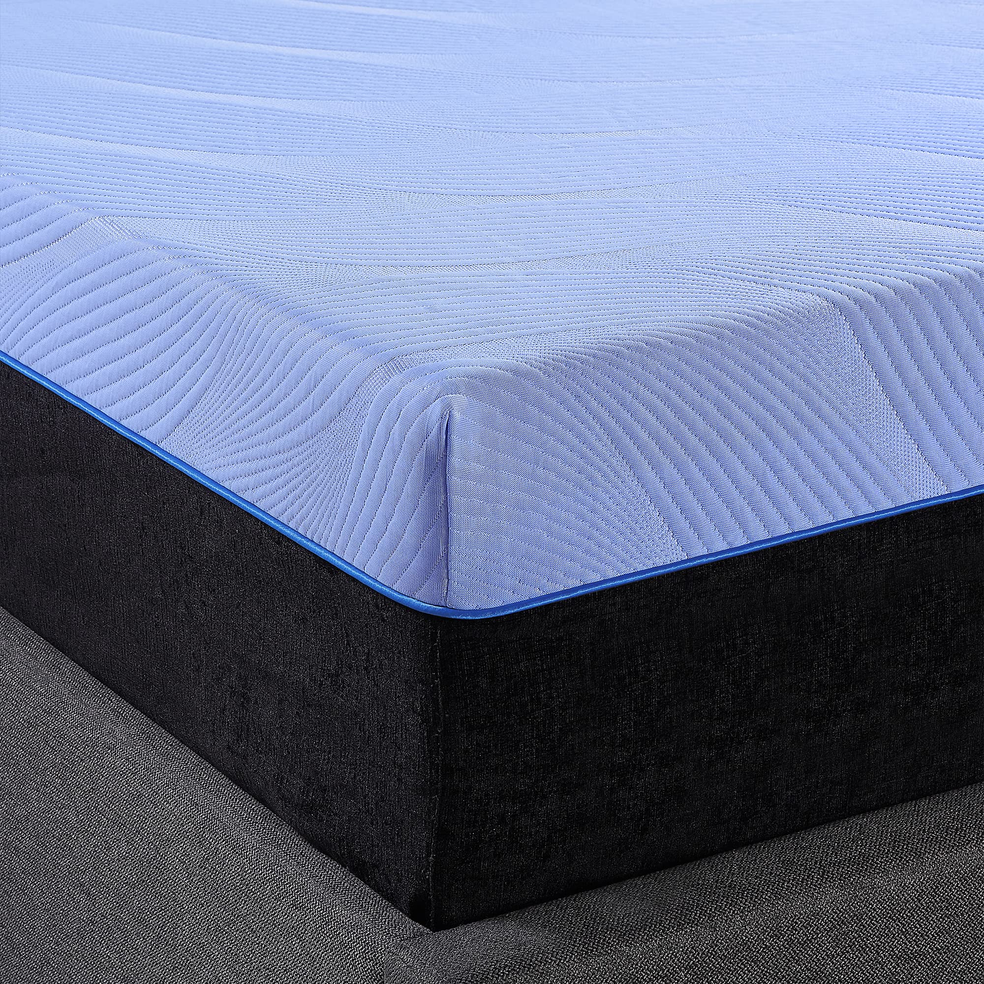 Bridgevine Home Refresh 6-Layer Hybrid Memory Foam and Coil Mattress, 12 Inches, Mattress-in-a-Box, Queen Size, Blue Ice Cover