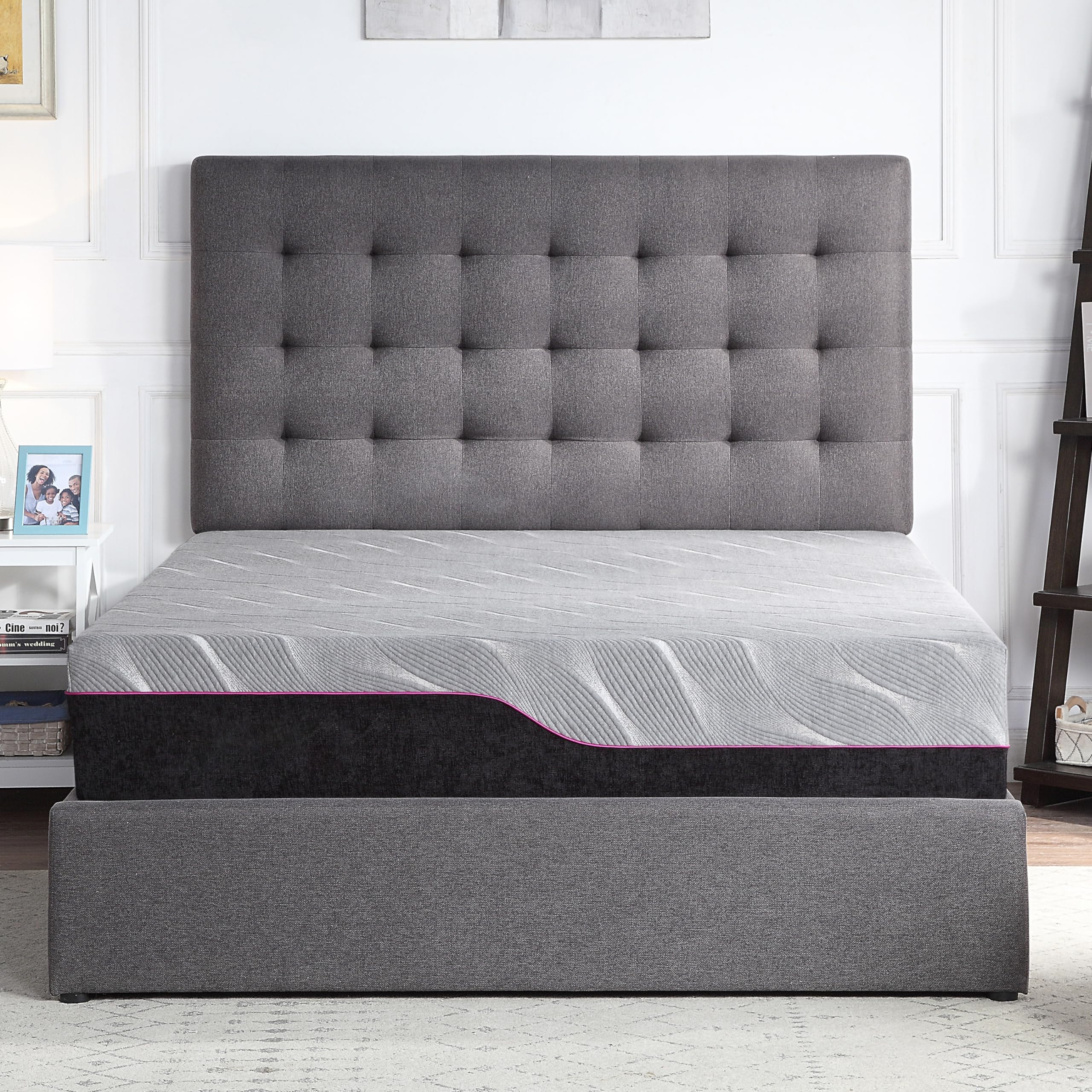 Bridgevine Home Renew 4-Layer Memory Foam Mattress, 11 Inches, Mattress-in-a-Box, Queen Size, Charcoal Knit Cover