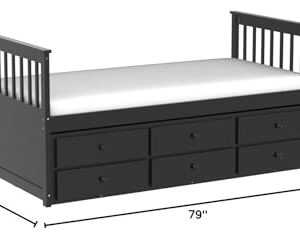 DORTALA Trundle Bed Twin Size, Wooden Daybed w/Trundle and 3 Storage Drawers, No Box Spring Required, Modern Captains Bed Frame for Boys Girls Adults, Great for Bedroom, Guest Room, Espresso