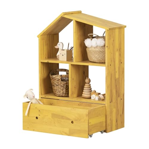 South Shore Sweedi Bookcase with Storage Bin, Yellow