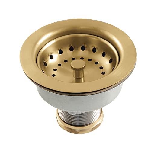 Gourmet Scape Kingston K112BB Tacoma Snap-N-Tite Sink Basket Strainer, Brushed Brass, 4-7/16 Inch Diameter