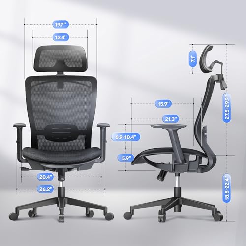 FLEXISPOT Ergonomic Office Chair High Back Mesh Swivel Computer Chair Home Office Desk Chairs with Wheels Lumbar Support Deep Black