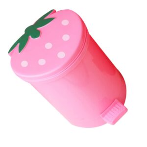 STOBOK Car Accessories Strawberry Trashcan Desktop Trash Can, Strawberry Trash Can Tiny Garbage Can with Swing Lid Mini Countertop Garbage Bin for Home Office Car Bathroom, Room Decor Kawaii