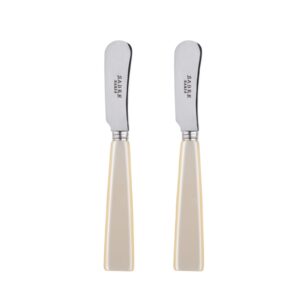 sabre paris - set of 2 spreader knives 5.5 inches - icône collection - perfect for butter, tapenades, spreads - stainless steel & acrylic - dishwasher safe - pearly white