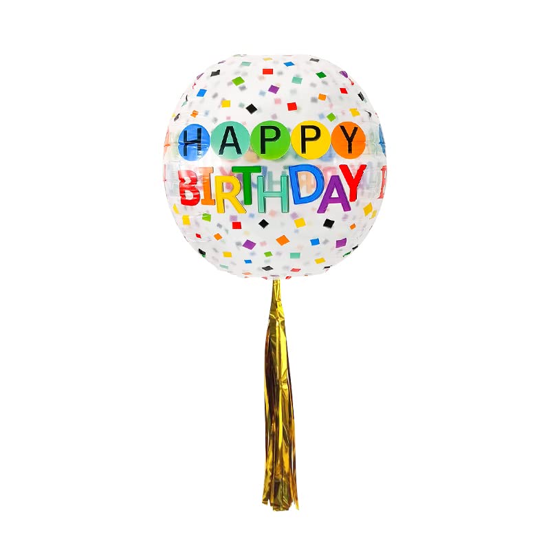 22”Bobo Balloons Printed "HAPPY BIRTHDAY" 4D Balloons Shiny Gold Tassels Happy Birthday for Party Decoration Supplies