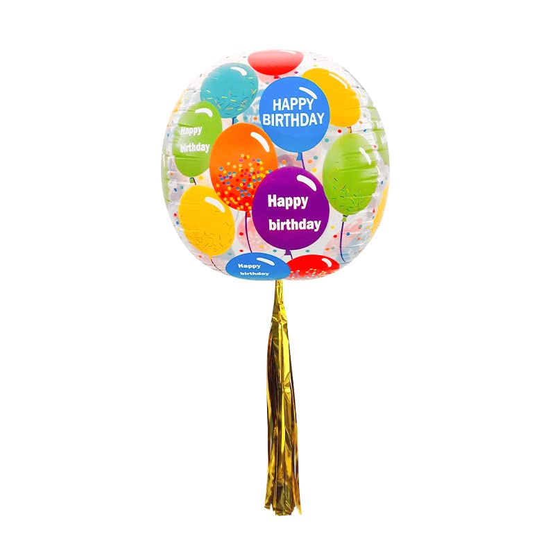 22”Bobo Balloons Printed "HAPPY BIRTHDAY" 4D Balloons Shiny Gold Tassels Happy Birthday for Party Decoration Supplies