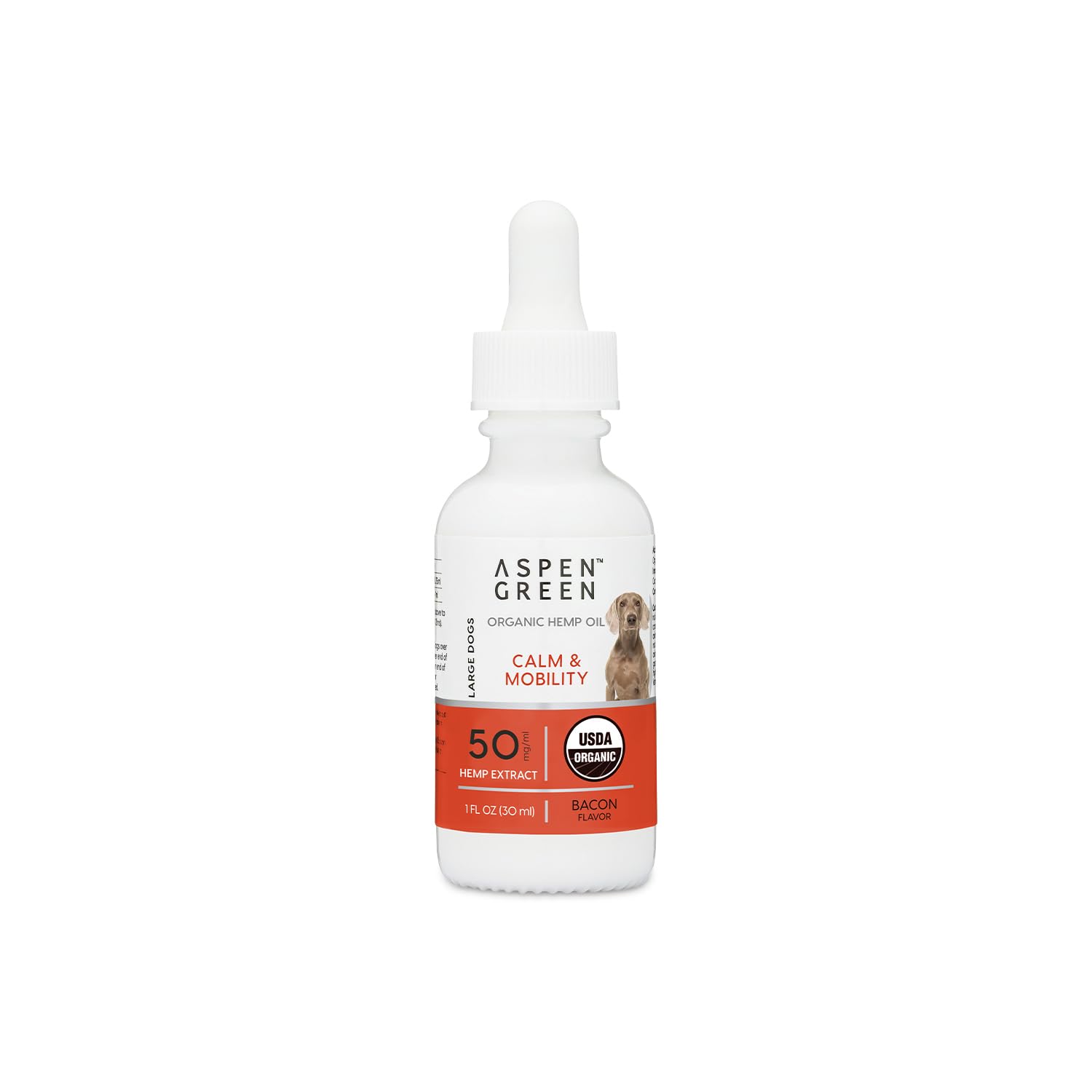 Aspen Green USDA Certified Organic Hemp Oil for Dogs & Cats - Helps with Calming and Mobility - Dog Hemp Oil Drops May Support Occasional Dog & Cat Anxiety Relief (Bacon Flavored, for Large Pets)