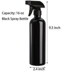 TOPZEA 12 Pack Empty Spray Bottles, 16oz Plastic Durable Black Spraying Bottles with Mist and Stream Option, Leak-proof Sprayers for Cleaning Solutions, Alcohol, Essential Oils, Hair Misting