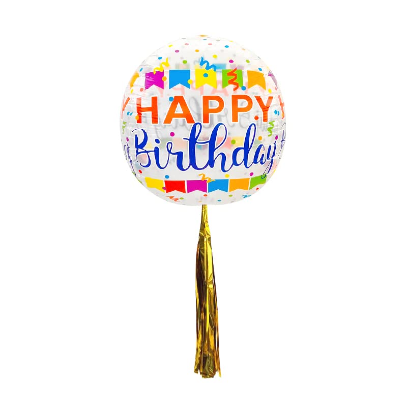 22”Bobo Balloons Printed "HAPPY BIRTHDAY" 4D Balloons Shiny Gold Tassels Happy Birthday for Party Decoration Supplies