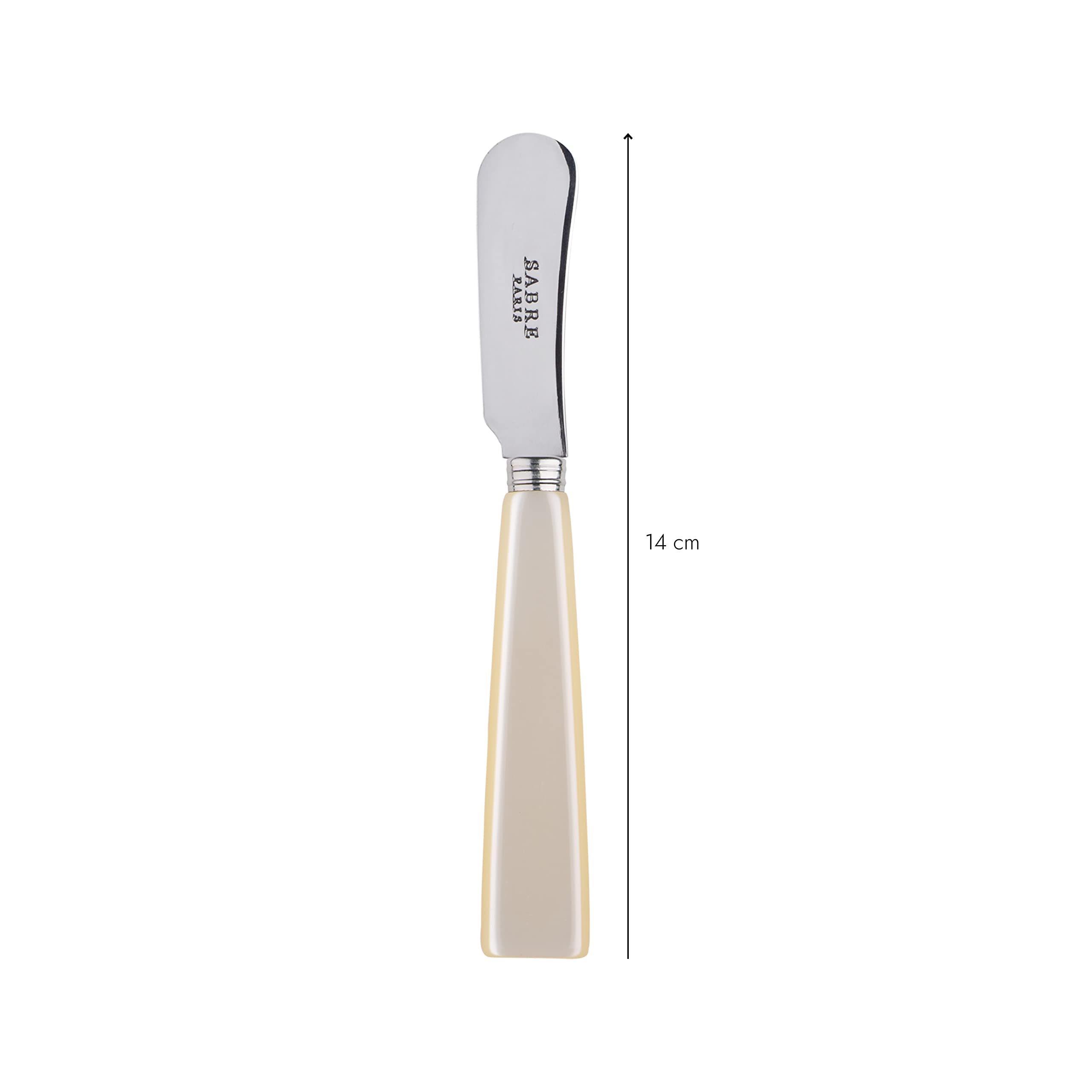 Sabre Paris - Set of 2 Spreader Knives 5.5 inches - Icône Collection - Perfect for Butter, Tapenades, Spreads - Stainless Steel & Acrylic - Dishwasher Safe - Pearly White