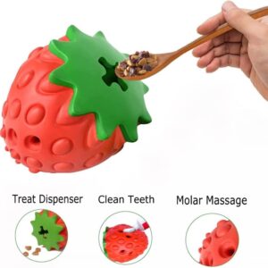 Lumkou Strawberry Dog Toys, Dog Chew Toy for Training and Cleaning, Durable Rubber Dog Toys for Aggressive Chewer, Interactive Tough Teething Toys for Puppy Medium Large Dogs