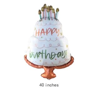 40'' Huge Birthday Cake Candle Balloons Happy Birthday Foil Balloons for Party Decoration Supplies Gold