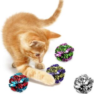 SunGrow 6 Pack Crinkle Balls for Cats, Shiny and Stress Buster Crinkler, Suitable for Multiple Cats' Play, Ideal for Kittens and Grown-up Cats