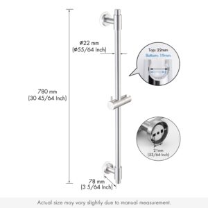 KES Shower Slide Bar 30-Inch with Adjustable Shower Head Holder, SUS 304 Stainless Steel Drill-free Mounted Shower Bar Brushed Finish, F209S78DF-BS