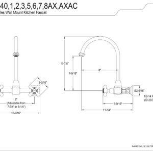 Kingston Brass KS1291AX Restoration Wall Mount Bridge Kitchen Faucet, Polished Chrome