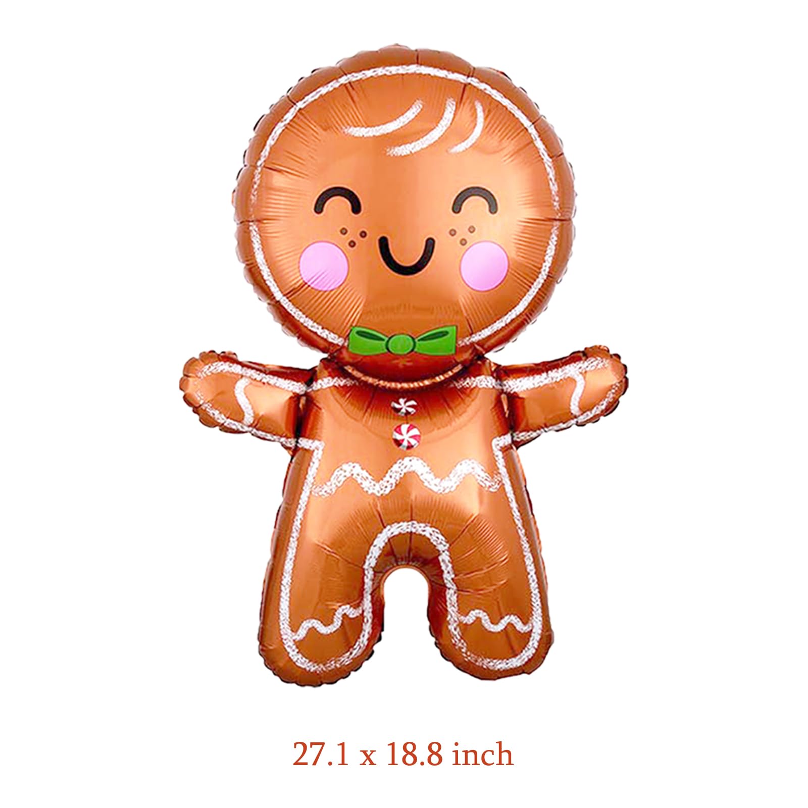 10Pcs Christmas Balloons Decorations Large Gingerbread Man Helium Balloons Red Candy Foil Mylar Balloons for Winter Themed Christmas Holiday Birthday Baby Shower Party Decorations Supplies