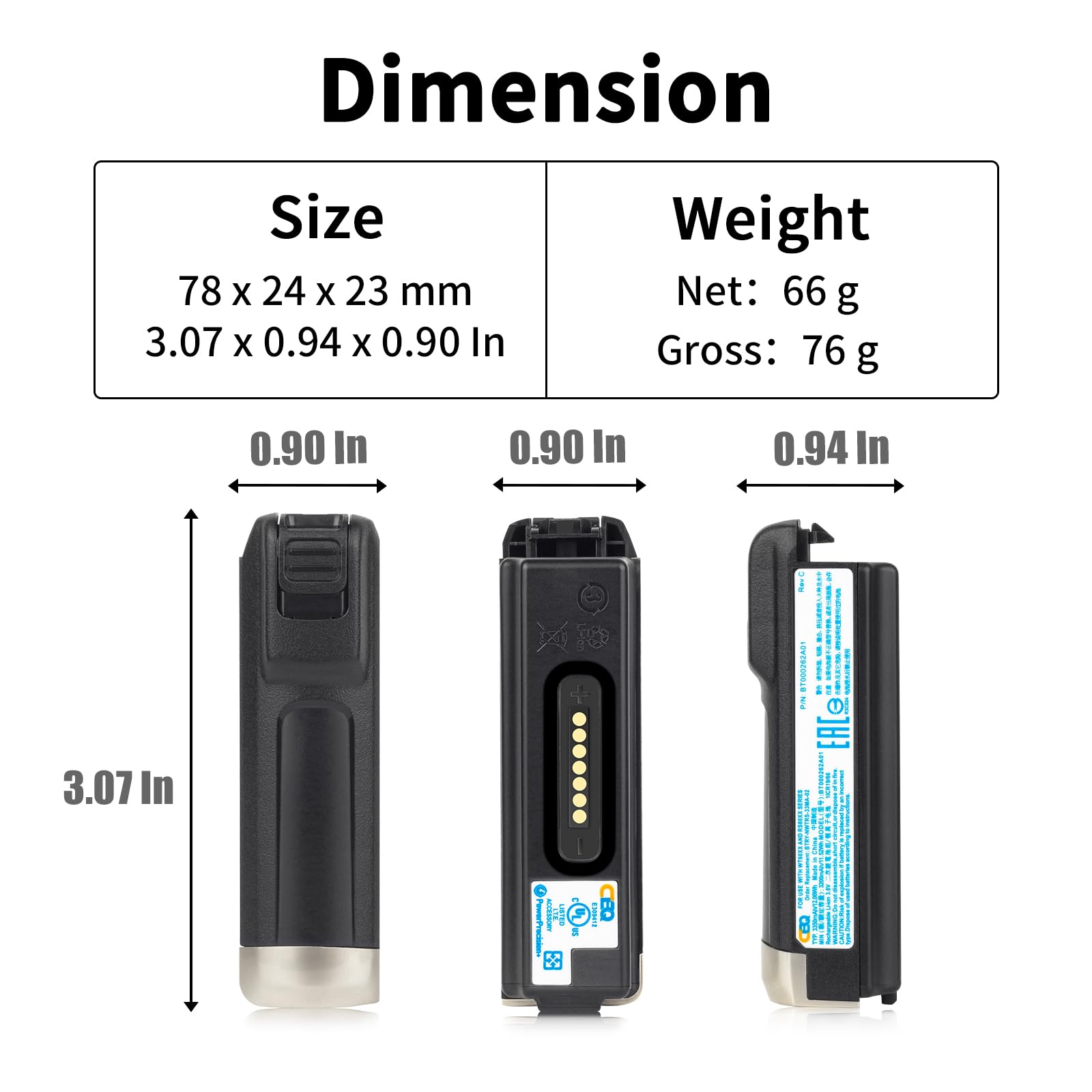 CBQ Replacement Battery fit for Zebra RS6000 WT6000 WT60A0 WT6300 RS60B0 WT63B0 WT60A0-TS WT60A0-TX WT60XX WT60B0 WT63B0-TX WT6000-TS RS60XX BTRY-NWTRS-33MA-02 BT000262A01 BT-000262