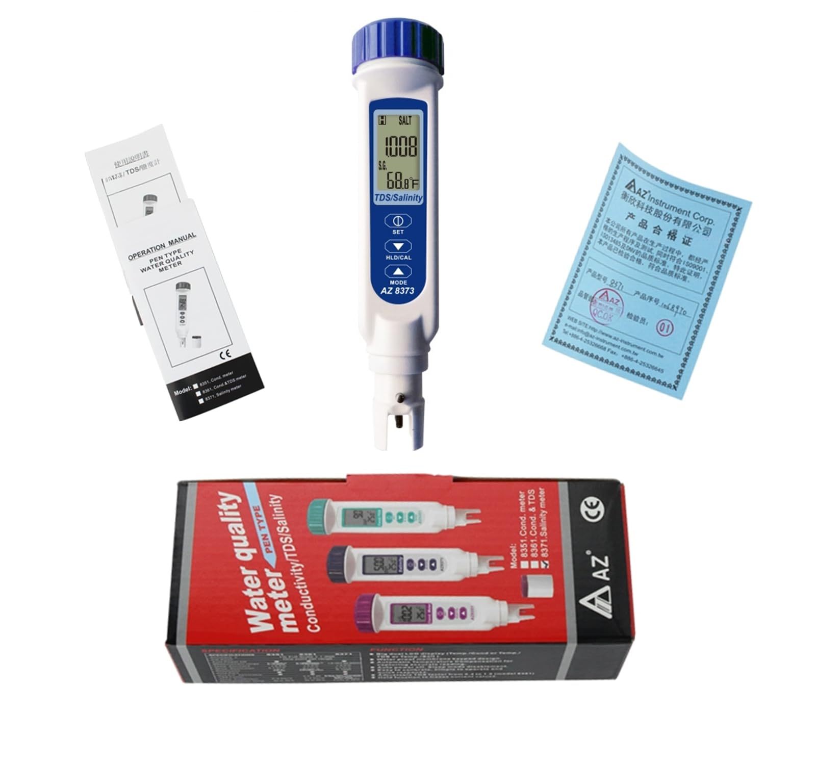 AZ8373 TDS & Salinity Meter Pen Type TDS Salinity Tester Water Quality Meter Water Quality TDS and Salinity Tester AZ-8373