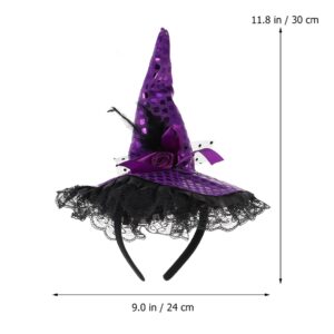 minkissy 2Pcs Witch Hat Headband Halloween Headband Witch Hat Headpiece for Costume Halloween Masquerade Costume Prom Party Purple