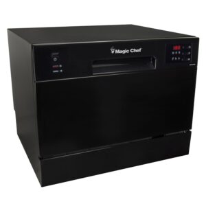 magic chef countertop standard portable dishwasher with electronic controls and organized interior for kitchen small appliances, black