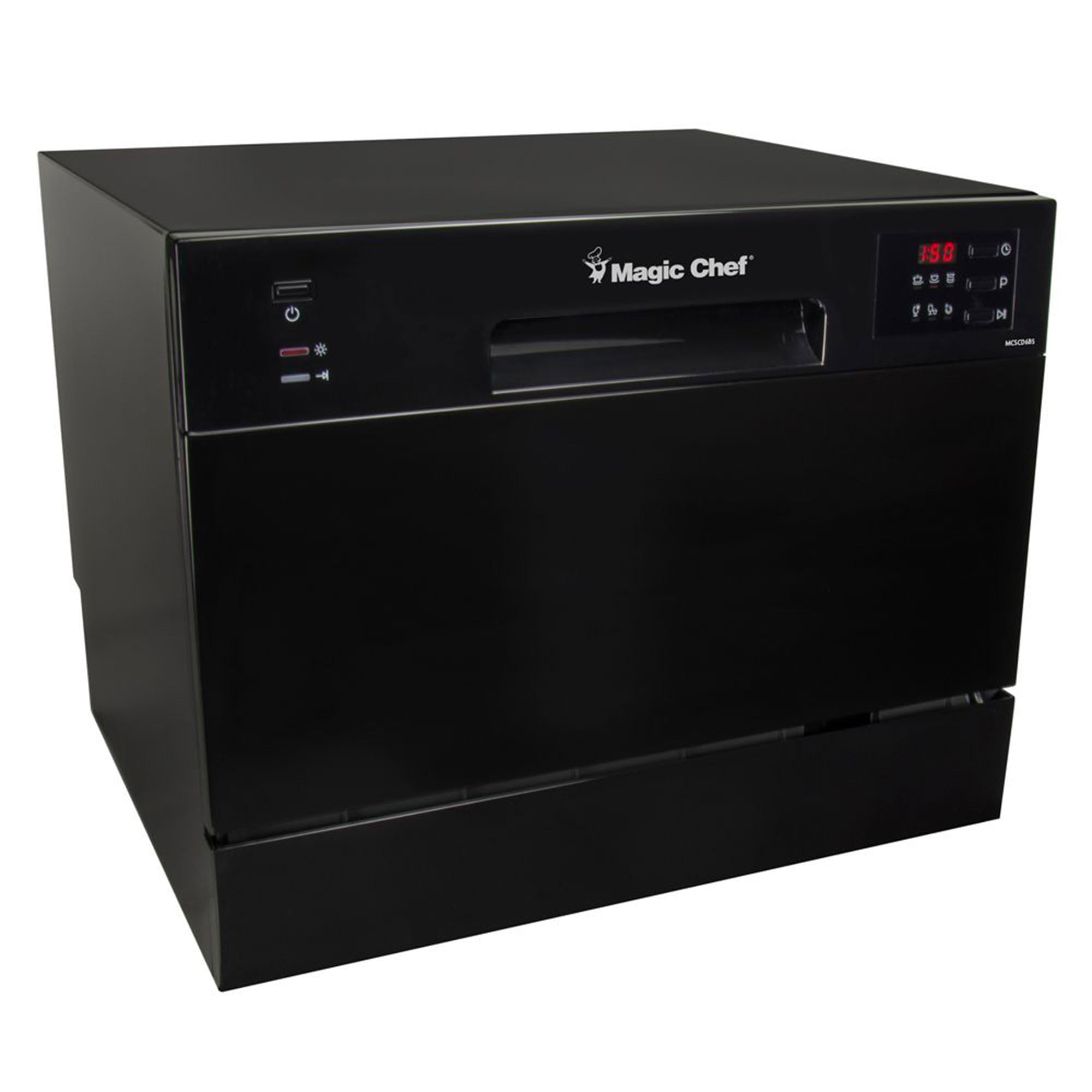 Magic Chef Countertop Standard Portable Dishwasher with Electronic Controls and Organized Interior for Kitchen Small Appliances, Black