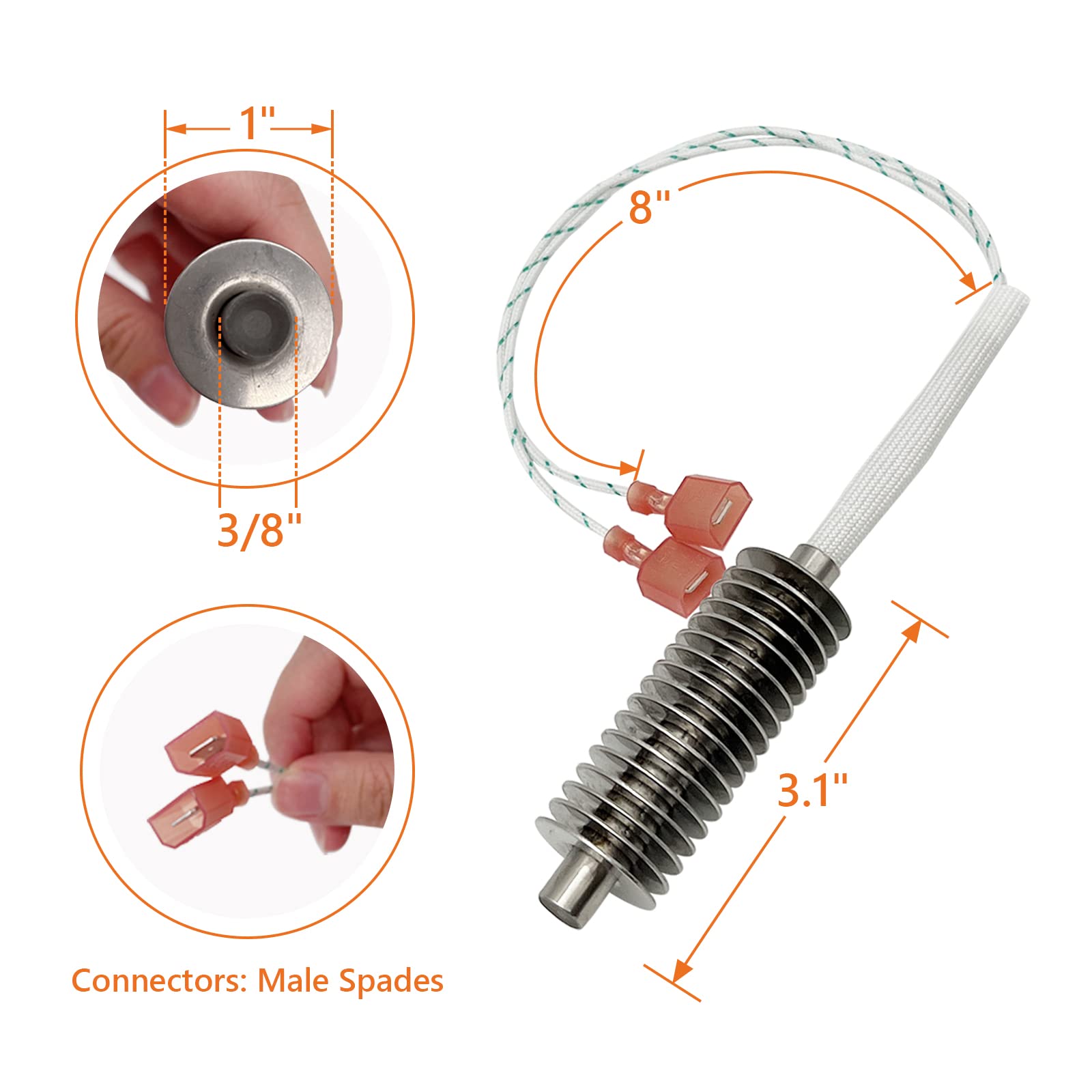 YAOAWE Pellet Stove Igniter Parts Replacement for Harman Stoves, 306W Ignitor Hod Rod Replacement Part Models 3-20-677200, 3-20-06783, 1-10-06620.