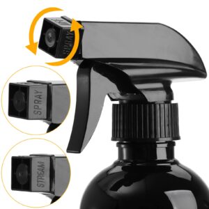 TOPZEA 12 Pack Empty Spray Bottles, 16oz Plastic Durable Black Spraying Bottles with Mist and Stream Option, Leak-proof Sprayers for Cleaning Solutions, Alcohol, Essential Oils, Hair Misting