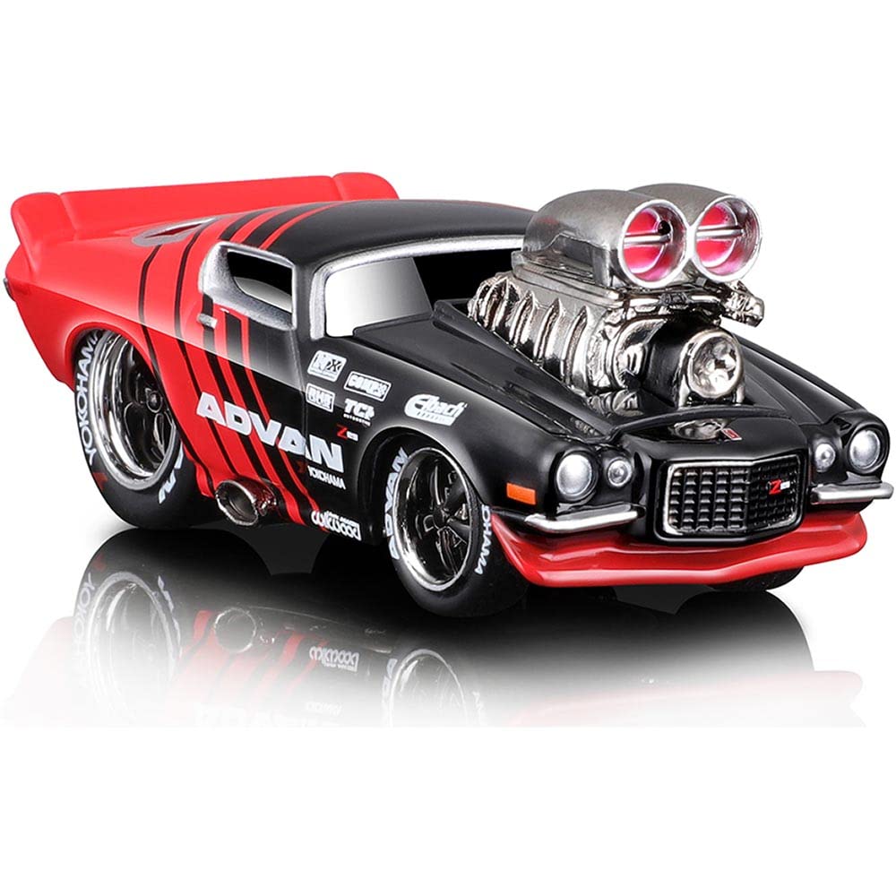 1971 Chevy Camaro Red and Black 1/64 Diecast Model Car by Muscle Machines 15554