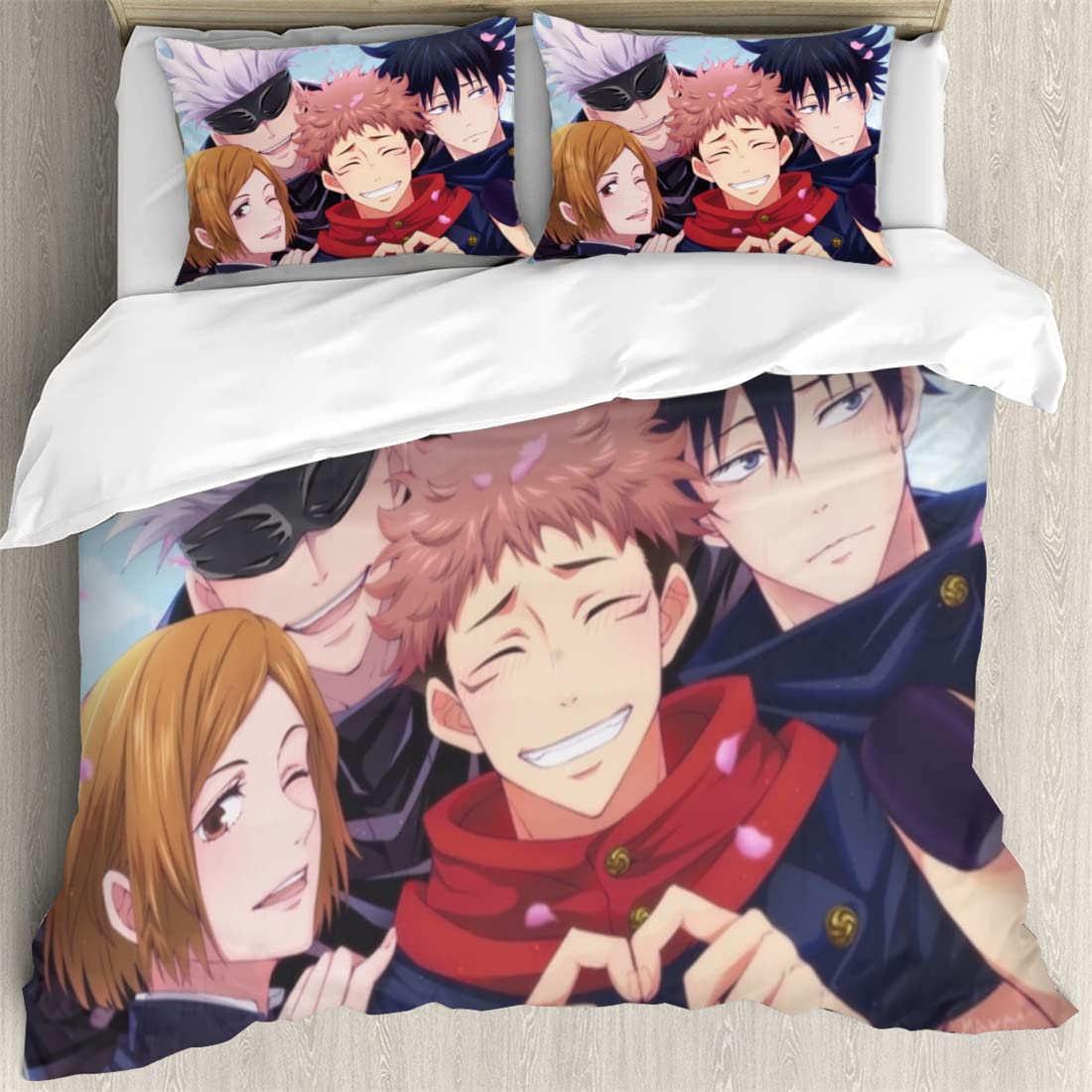 NECEHY Anime Jujutsu Kaisen Bedding Sheet Twin King Queen Full 3pcs Quilt Cover Pillow Cases Set,c-2293,Full:79"x90"/200 * 229cm